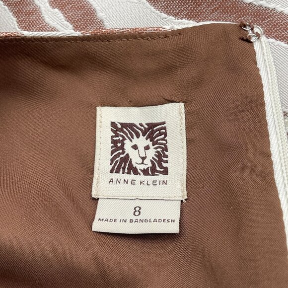 Anne Klein Sleeveless Brown & White Zebra Print Lined Sheath Dress Size 8 - Picture 7 of 11